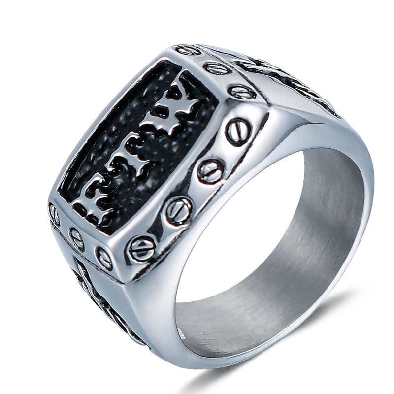 image-Titanium Steel FTW Ring Motorcycle Style Stainless Steel Unisex Band