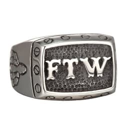 image-Titanium Steel FTW Ring Motorcycle Style Stainless Steel Unisex Band