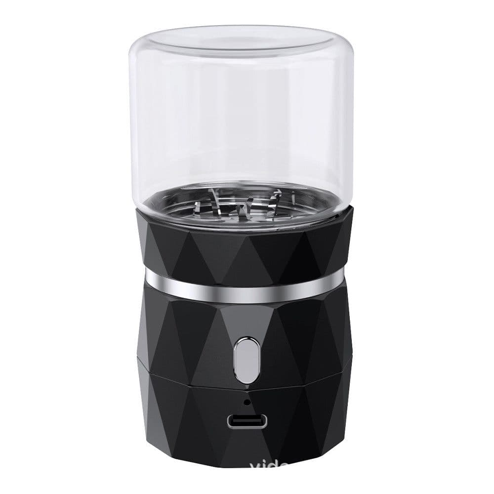 image-Eden 50mm Mini Electric Herb Grinder with Storage - Black