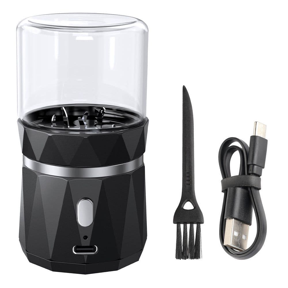image-Eden 50mm Mini Electric Herb Grinder with Storage - Black