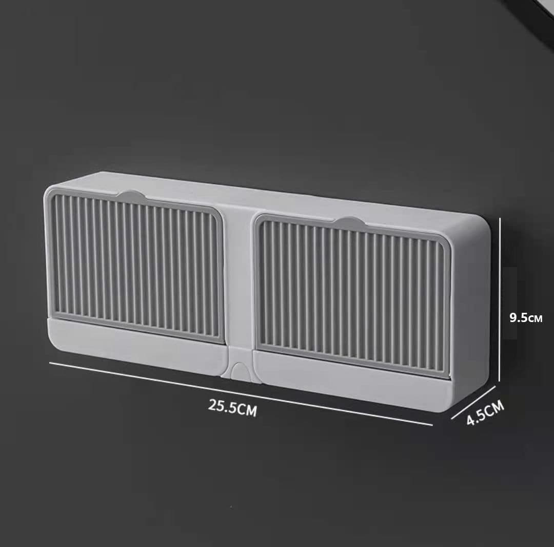 image-Wall-Mounted Soap Dish Holder with Drain and Cover