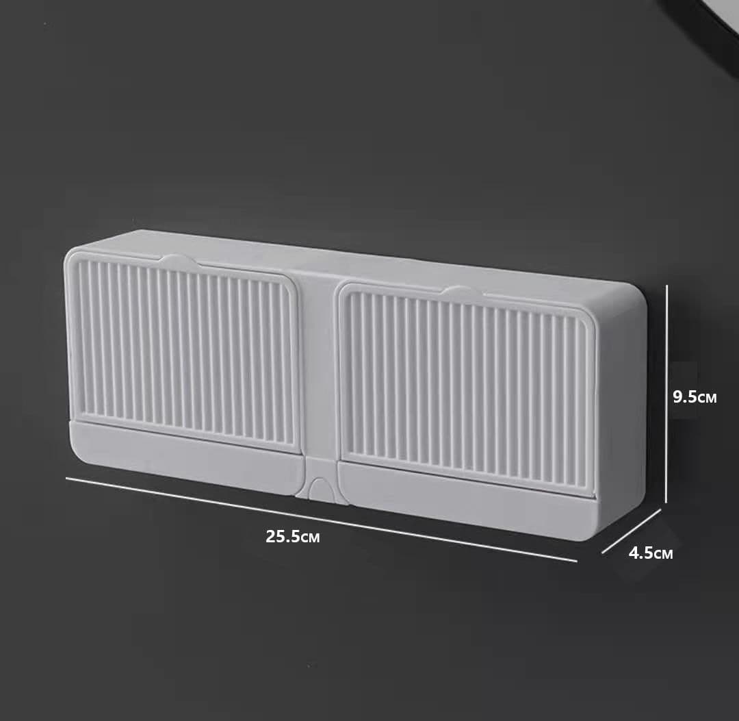 image-Wall-Mounted Soap Dish Holder with Drain and Cover