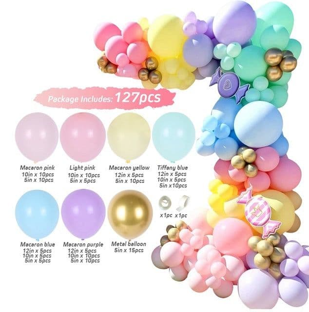 image-Metal Pink Balloon Chain Butterfly Decoration Set 129PC Birthday Party Wedding