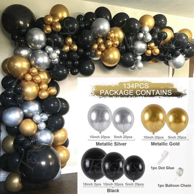 image-Metal Pink Balloon Chain Butterfly Decoration Set 129PC Birthday Party Wedding