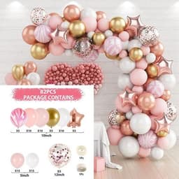 image-Metal Pink Balloon Chain Butterfly Decoration Set 129PC Birthday Party Wedding