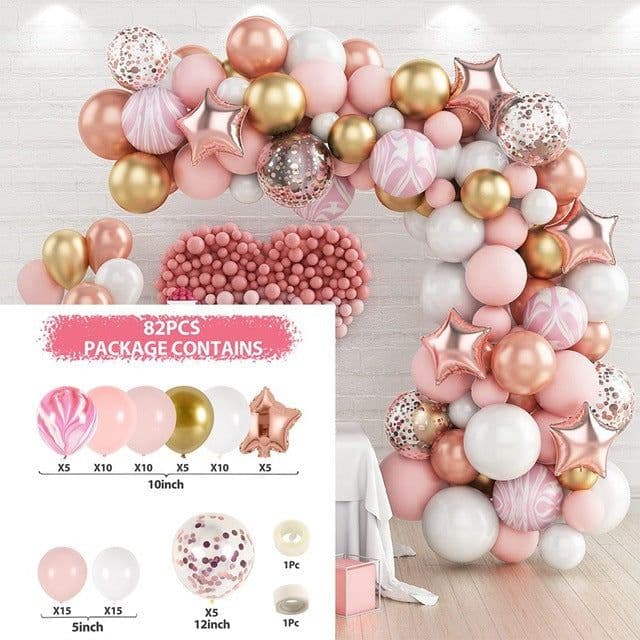 image-Metal Pink Balloon Chain Butterfly Decoration Set 129PC Birthday Party Wedding