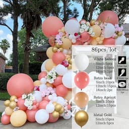 image-Metal Pink Balloon Chain Butterfly Decoration Set 129PC Birthday Party Wedding