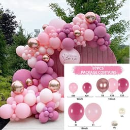 image-Metal Pink Balloon Chain Butterfly Decoration Set 129PC Birthday Party Wedding