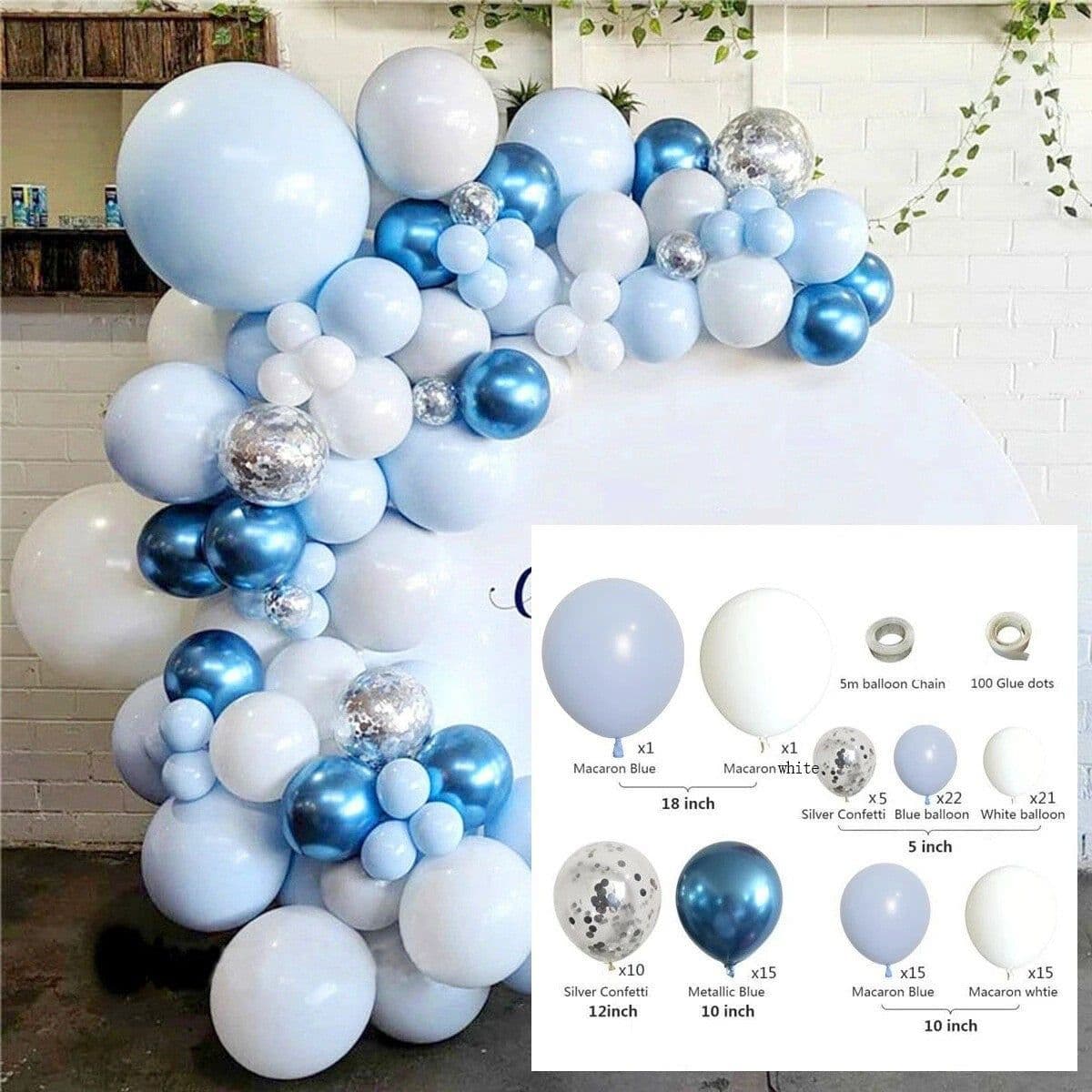 image-Metal Pink Balloon Chain Butterfly Decoration Set 129PC Birthday Party Wedding