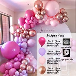 image-Metal Pink Balloon Chain Butterfly Decoration Set 129PC Birthday Party Wedding