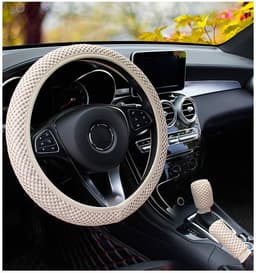 image-Universal 3D Massage Mesh Steering Wheel Cover Set - 38CM Sports Style