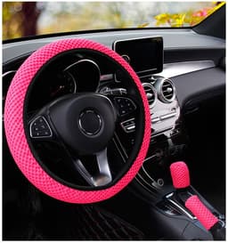 image-Universal 3D Massage Mesh Steering Wheel Cover Set - 38CM Sports Style
