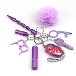 image-Metal Keychain Pendant with Alarm - 8-Piece Set Silver