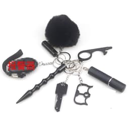 image-Metal Keychain Pendant with Alarm - 8-Piece Set Silver