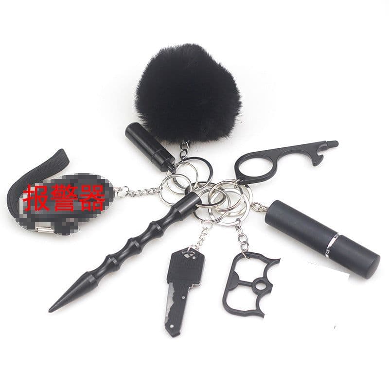 image-Metal Keychain Pendant with Alarm - 8-Piece Set Silver