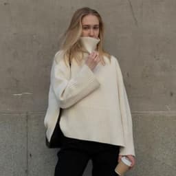 image-Women's High Neck Striped Knit Sweater Pullover Top Long Sleeve
