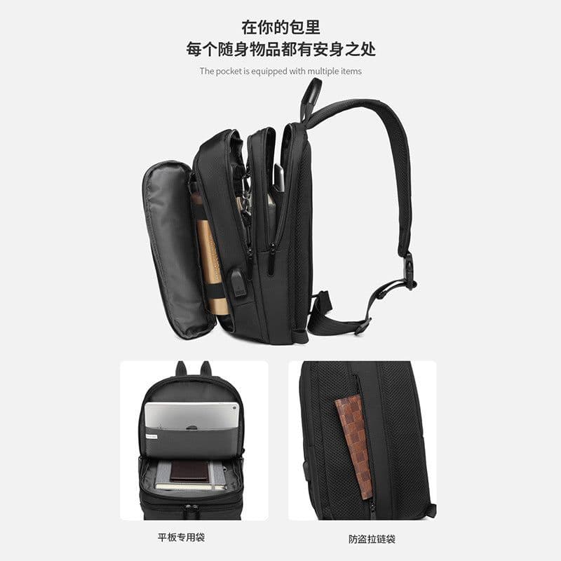 image-Chaofan Men's Shoulder Bag Nylon Waterproof Crossbody Messenger Bag