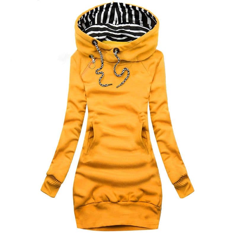 image-Women's Hooded Pullover Sweater Medium Length Slim Fit Polyester