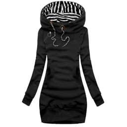 image-Women's Hooded Pullover Sweater Medium Length Slim Fit Polyester