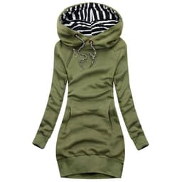 image-Women's Hooded Pullover Sweater Medium Length Slim Fit Polyester