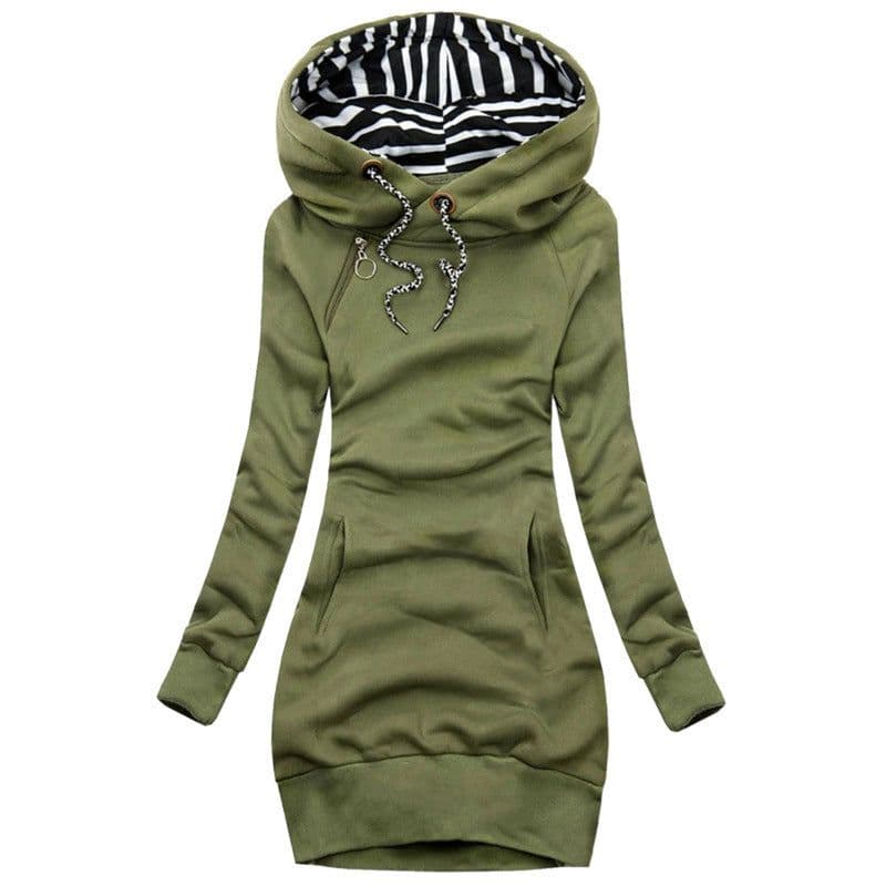 image-Women's Hooded Pullover Sweater Medium Length Slim Fit Polyester