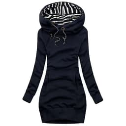 image-Women's Hooded Pullover Sweater Medium Length Slim Fit Polyester