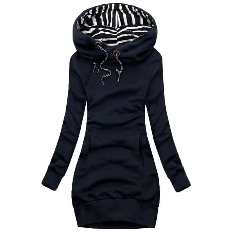 image-Women's Hooded Pullover Sweater Medium Length Slim Fit Polyester
