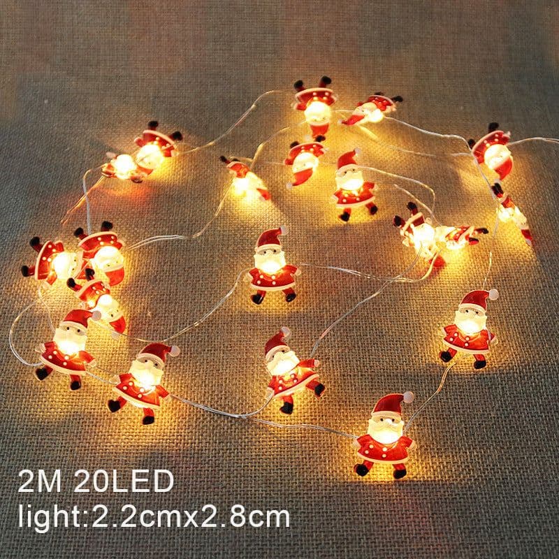 image-LED Copper Wire Christmas String Lights Santa Snowman 20 Lights