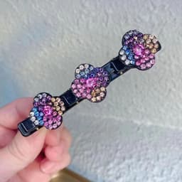 image-Four Leaf Clover Rhinestone Acrylic Hair Clip