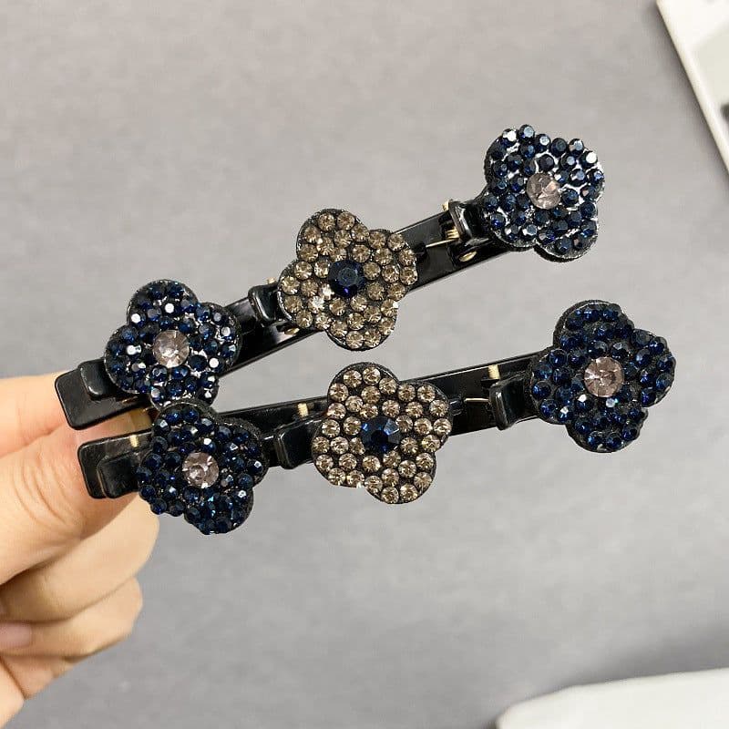 image-Four Leaf Clover Rhinestone Acrylic Hair Clip
