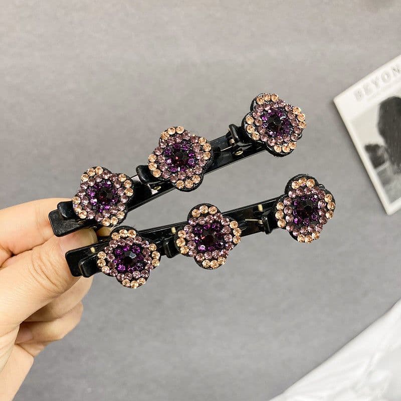 image-Four Leaf Clover Rhinestone Acrylic Hair Clip