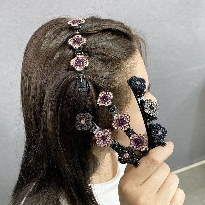 image-Four Leaf Clover Rhinestone Acrylic Hair Clip