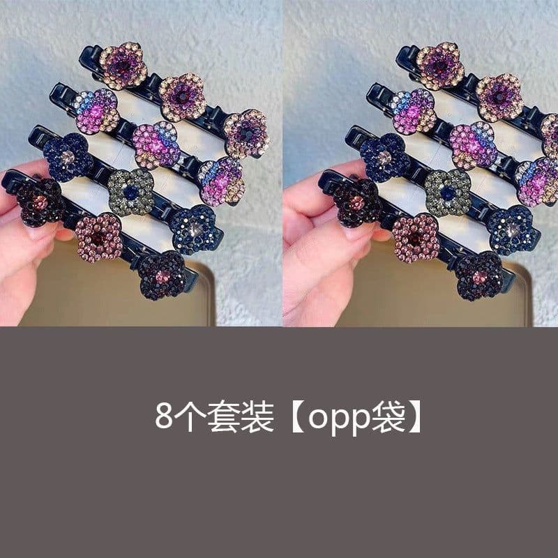 image-Four Leaf Clover Rhinestone Acrylic Hair Clip