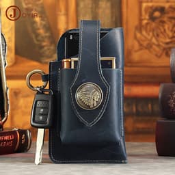 image-JOYIR Men's Leather Phone Pouch Crazy Horse Cowhide Belt Bag 6620