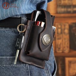 image-JOYIR Men's Leather Phone Pouch Crazy Horse Cowhide Belt Bag 6620
