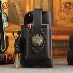 image-JOYIR Men's Leather Phone Pouch Crazy Horse Cowhide Belt Bag 6620