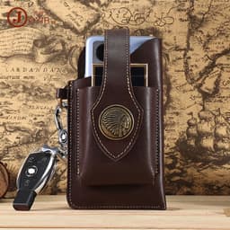 image-JOYIR Men's Leather Phone Pouch Crazy Horse Cowhide Belt Bag 6620
