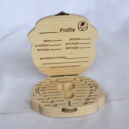 image-Baby Wooden Teeth and Hair Storage Box Keepsake Organizer