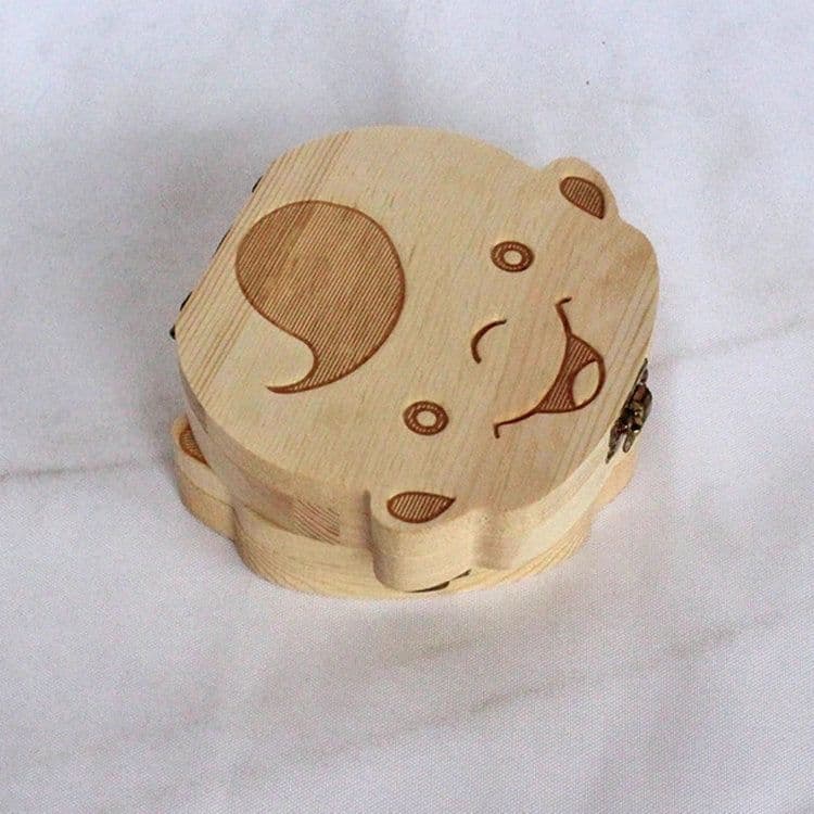 image-Baby Wooden Teeth and Hair Storage Box Keepsake Organizer
