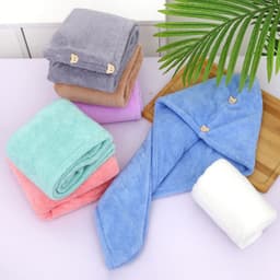 image-Microfiber Quick-Dry Hair Towel Cap for Women - Coral Fleece