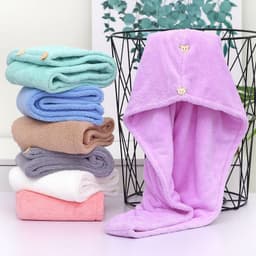image-Microfiber Quick-Dry Hair Towel Cap for Women - Coral Fleece