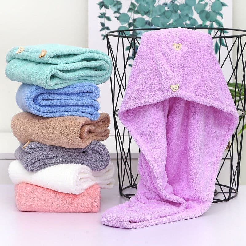 image-Microfiber Quick-Dry Hair Towel Cap for Women - Coral Fleece
