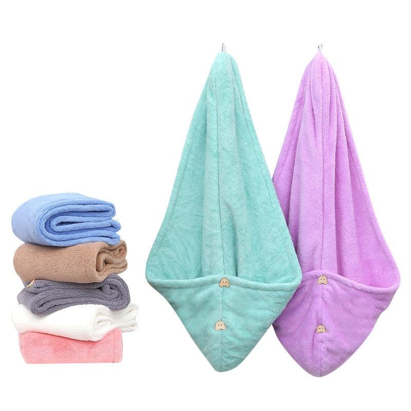 image-Microfiber Quick-Dry Hair Towel Cap for Women - Coral Fleece
