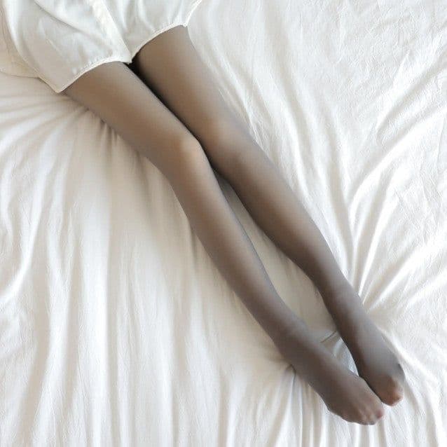 image-Women's Fleece-Lined Sheer Look Leggings Gray Thermal Tights