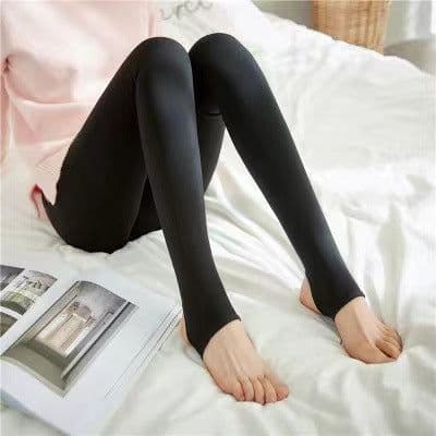 image-Women's Fleece-Lined Sheer Look Leggings Gray Thermal Tights