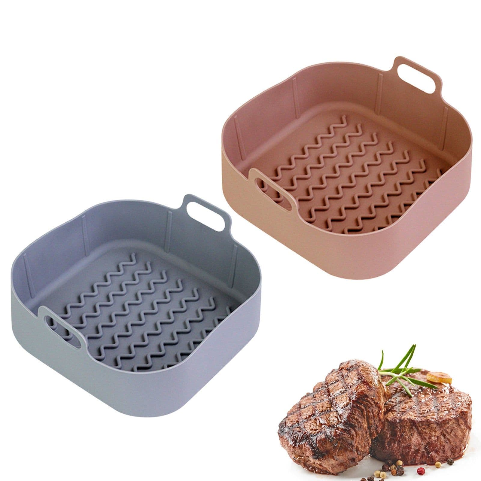 image-Air Fryer Silicone Pot Reusable Nonstick Bakeware Basket