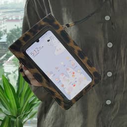 image-Leopard Print PU Leather Bicycle Bag 5 inch Touch Screen Phone Holder