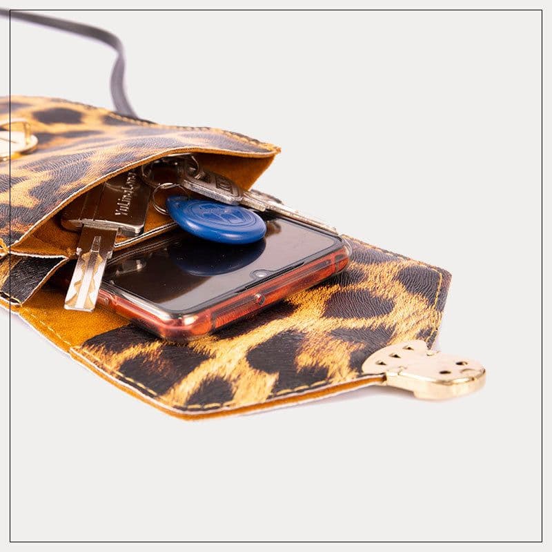 image-Leopard Print PU Leather Bicycle Bag 5 inch Touch Screen Phone Holder