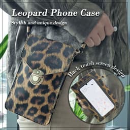 image-Leopard Print PU Leather Bicycle Bag 5 inch Touch Screen Phone Holder