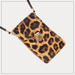 image-Leopard Print PU Leather Bicycle Bag 5 inch Touch Screen Phone Holder